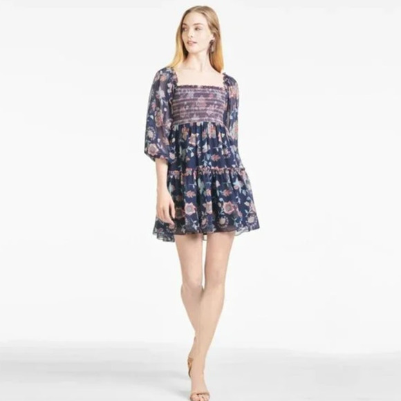 SACHIN + BABI Dress Size M Evening Gown NEW LOLA Dress Botanical Mini Smocked - Picture 11 of 12